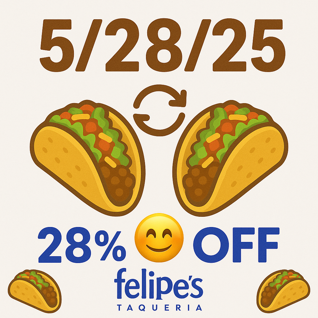 Felipe’s tacos and burrito combo ready for Palindrome Day deal
